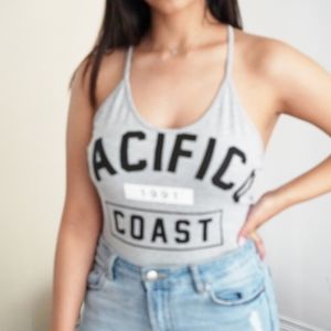 3/$15 Topshop Gray Bodysuit Crossback Bodysuit